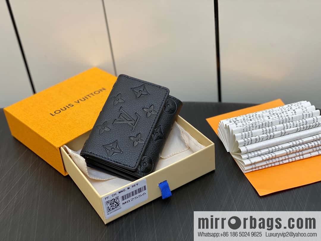[Original single boutique] M82556 black full leather tri-fold wallet series wallet
