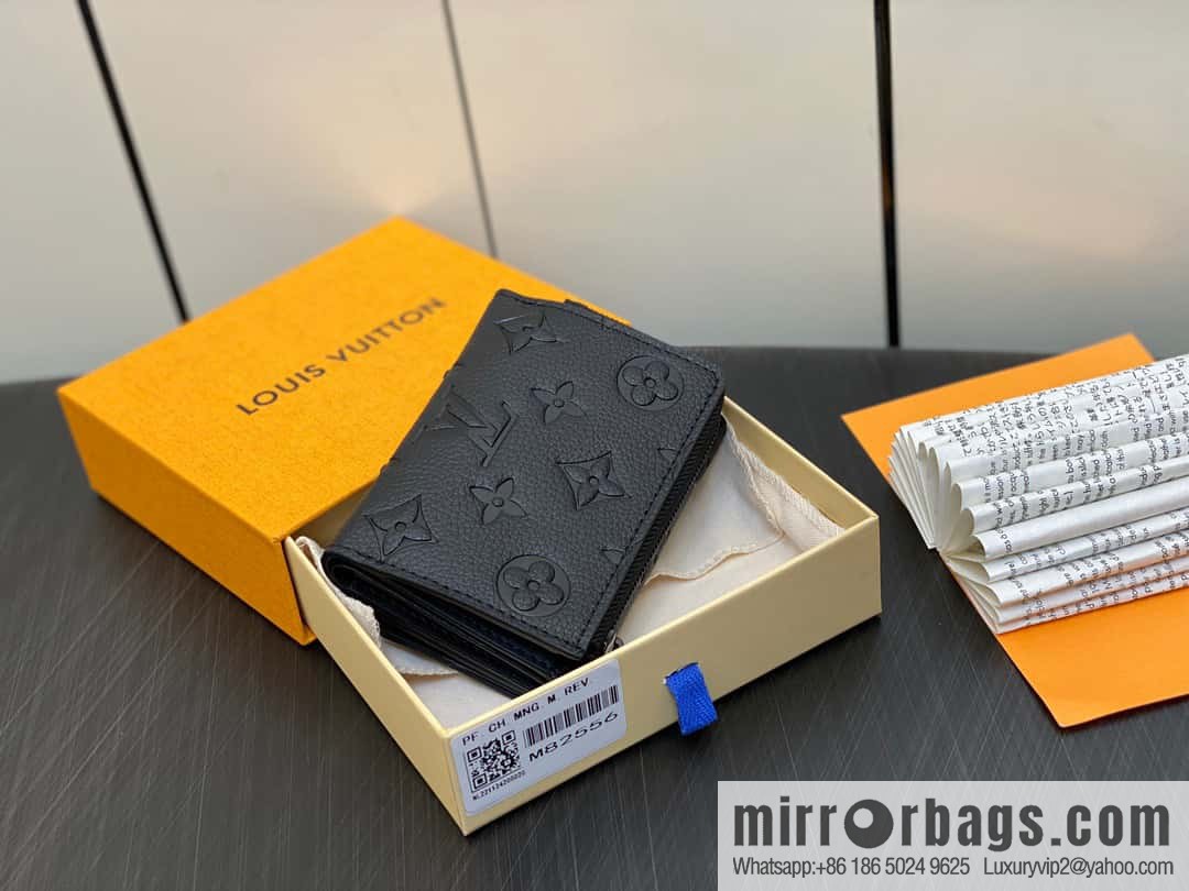 [Original single boutique] M82556 black full leather tri-fold wallet series wallet