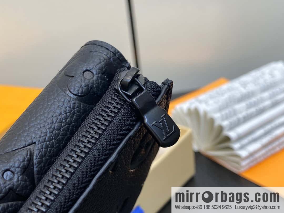 [Original single boutique] M82556 black full leather tri-fold wallet series wallet