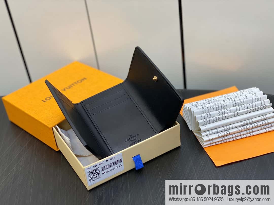 [Original single boutique] M82556 black full leather tri-fold wallet series wallet