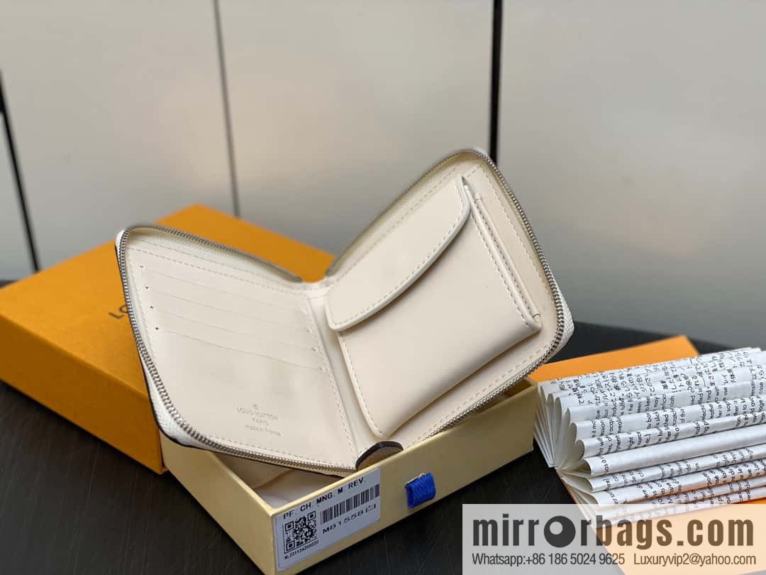 [Original single boutique] M81558 gray, full leather zipper wallet series