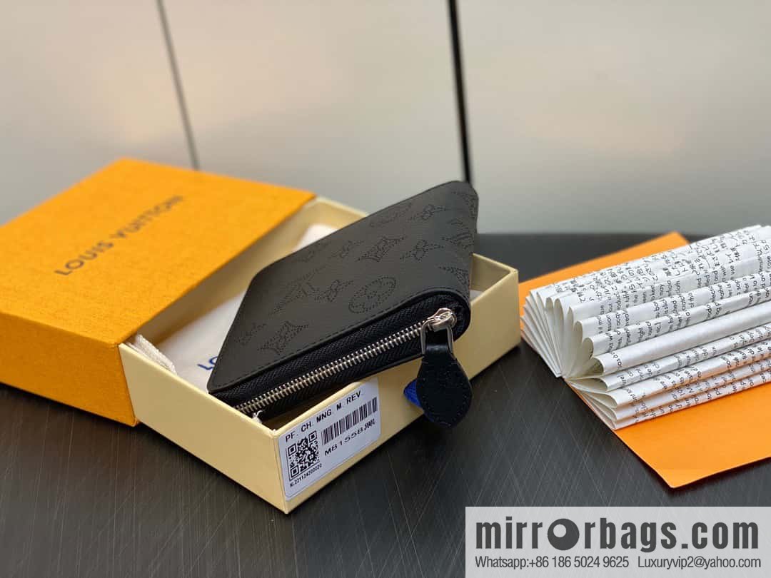 [Original single boutique] M81558 gray, full leather zipper wallet series