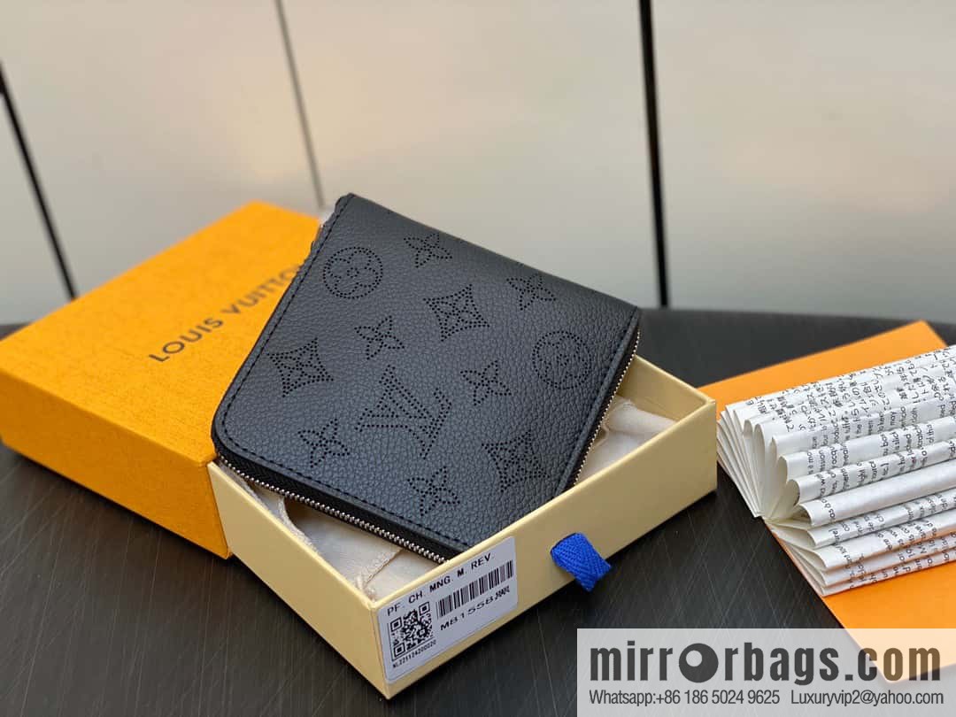 [Original single boutique] M81558 gray, full leather zipper wallet series