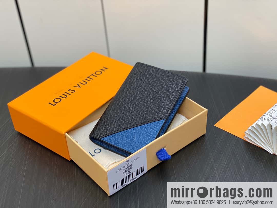[Original single boutique] M30985 medium blue, full leather card holder wallet series, pocket wallet
