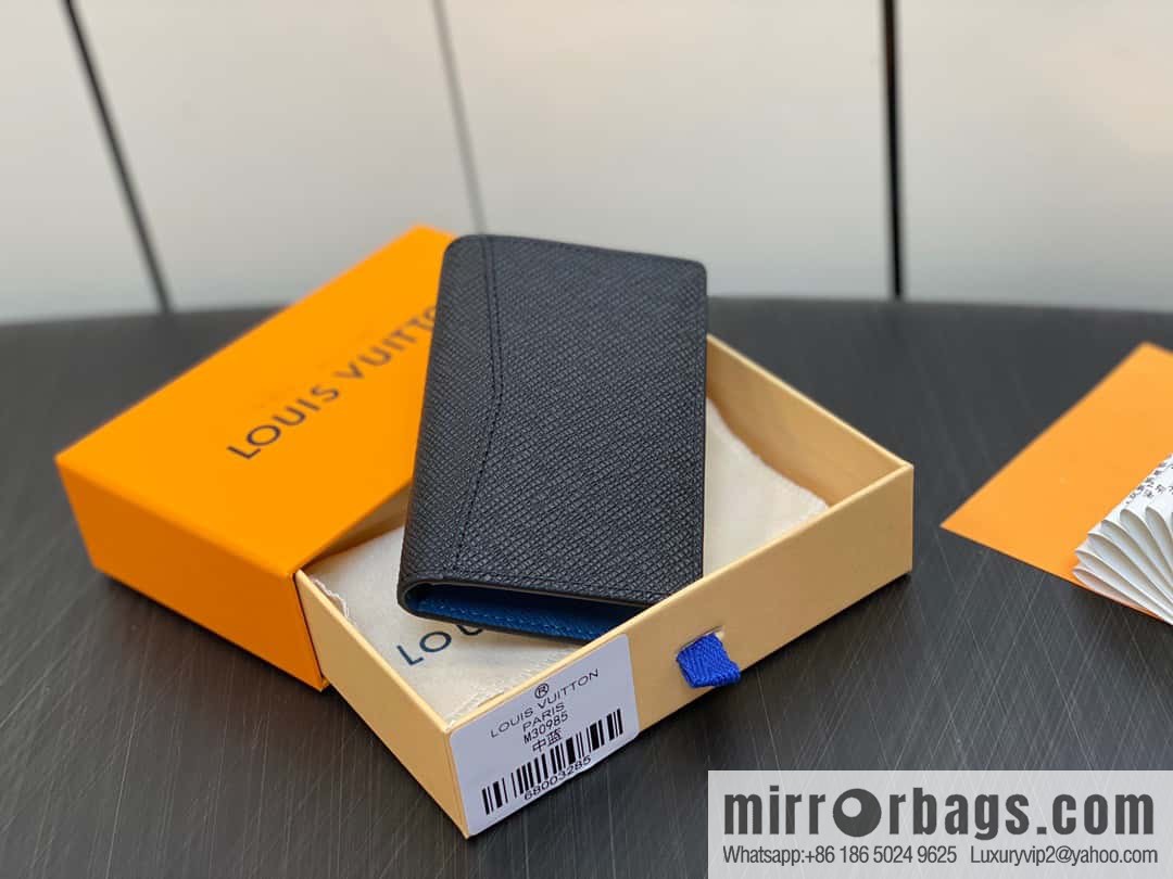 [Original single boutique] M30985 medium blue, full leather card holder wallet series, pocket wallet