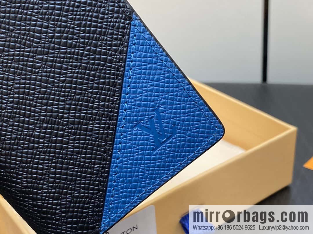 [Original single boutique] M30985 medium blue, full leather card holder wallet series, pocket wallet