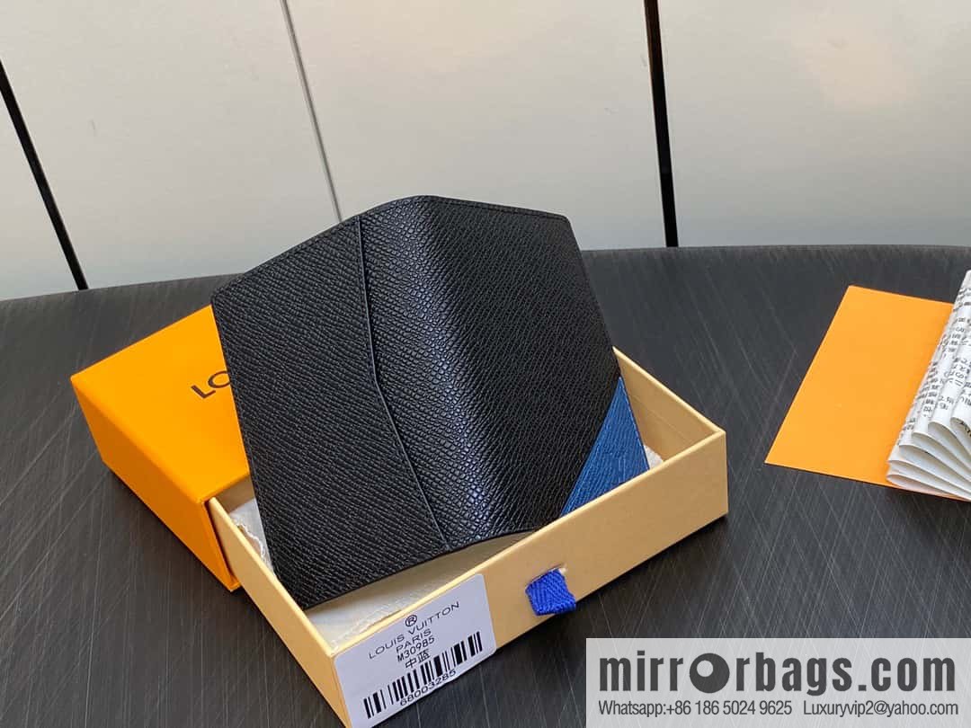 [Original single boutique] M30985 medium blue, full leather card holder wallet series, pocket wallet