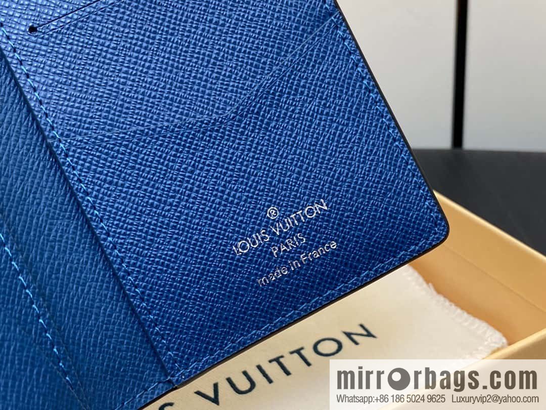 [Original single boutique] M30985 medium blue, full leather card holder wallet series, pocket wallet
