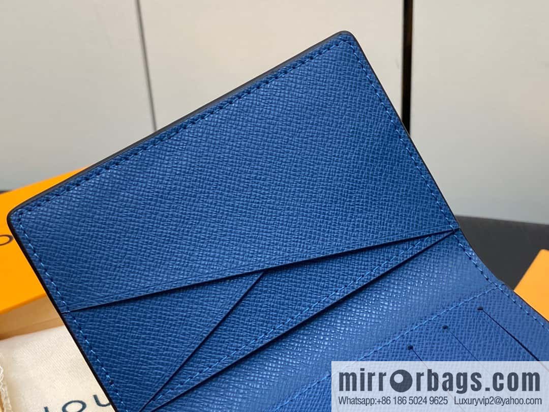 [Original single boutique] M30985 medium blue, full leather card holder wallet series, pocket wallet