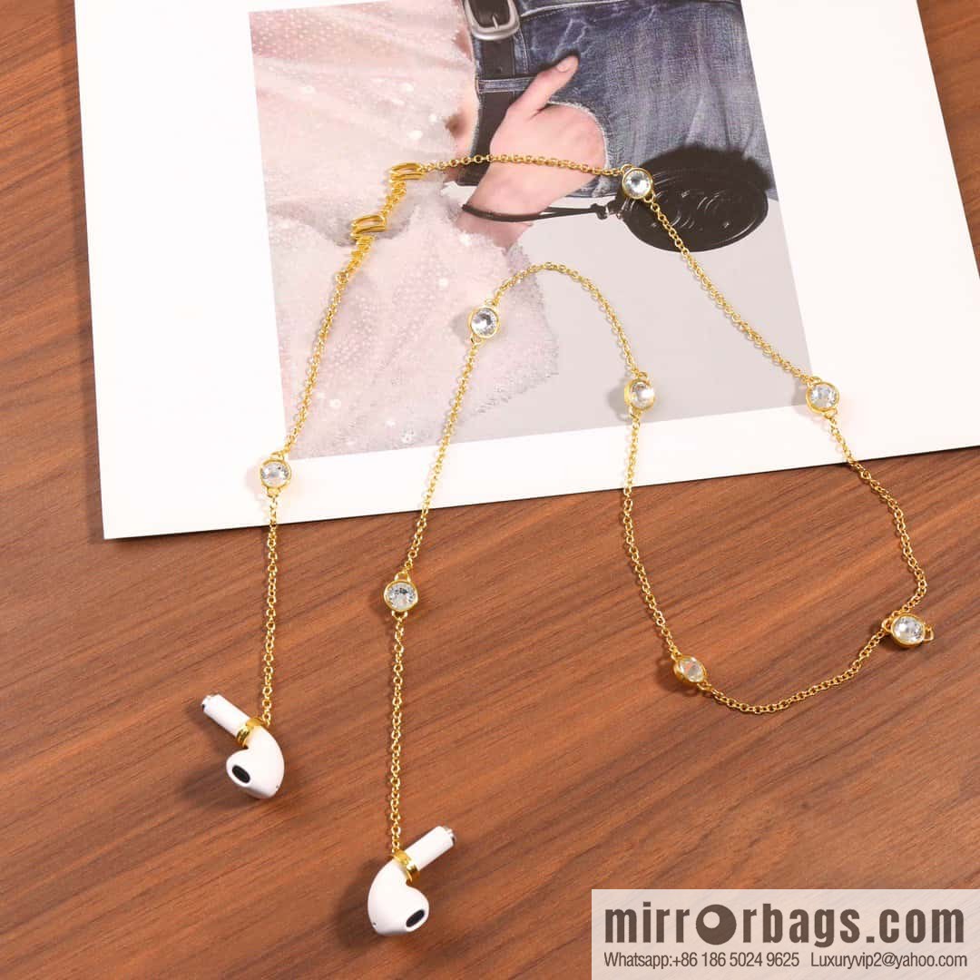MIU MIU Miu round diamond earphone chain necklace