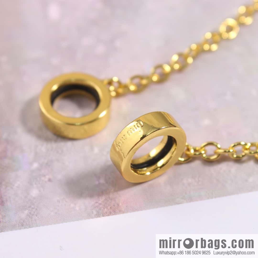 MIU MIU Miu round diamond earphone chain necklace