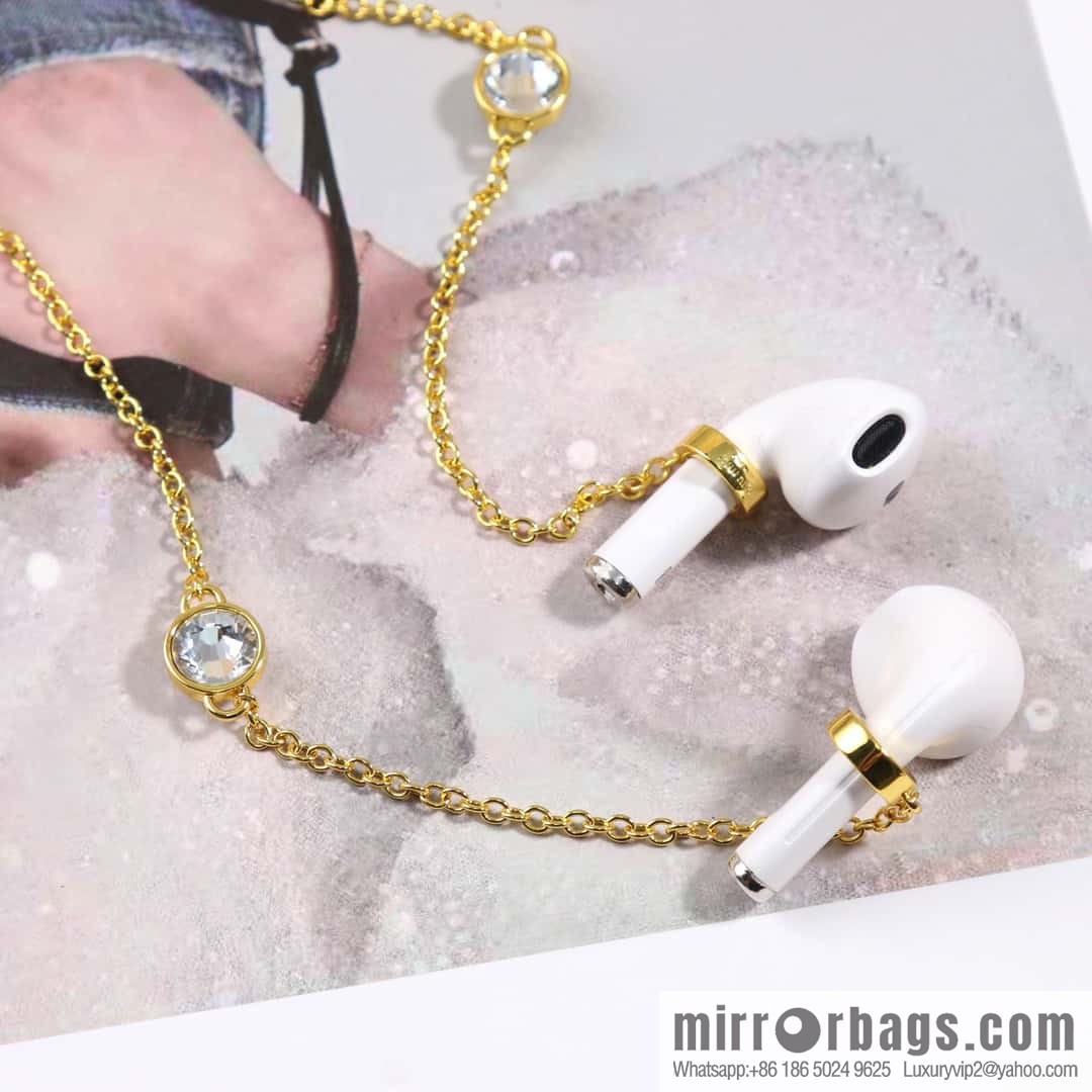 MIU MIU Miu round diamond earphone chain necklace