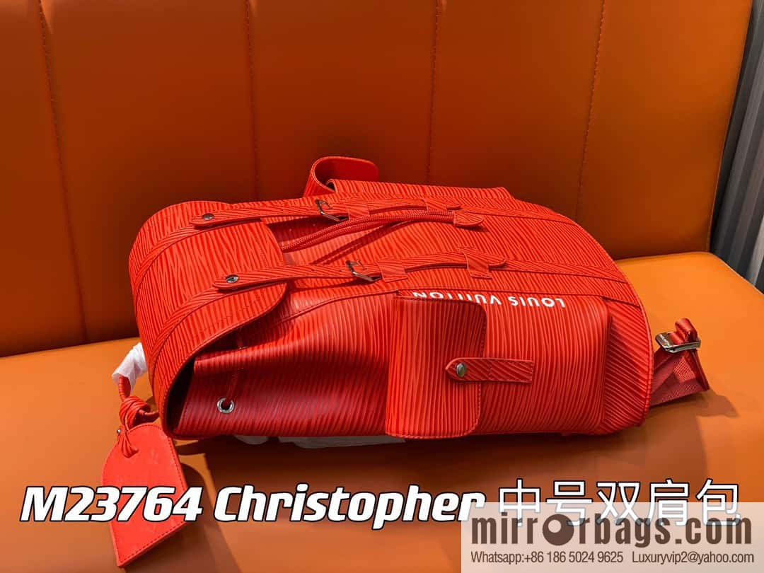 [Original single boutique] M23764 red letters, full leather epi backpack series Christopher medium backpack M41709 M41379