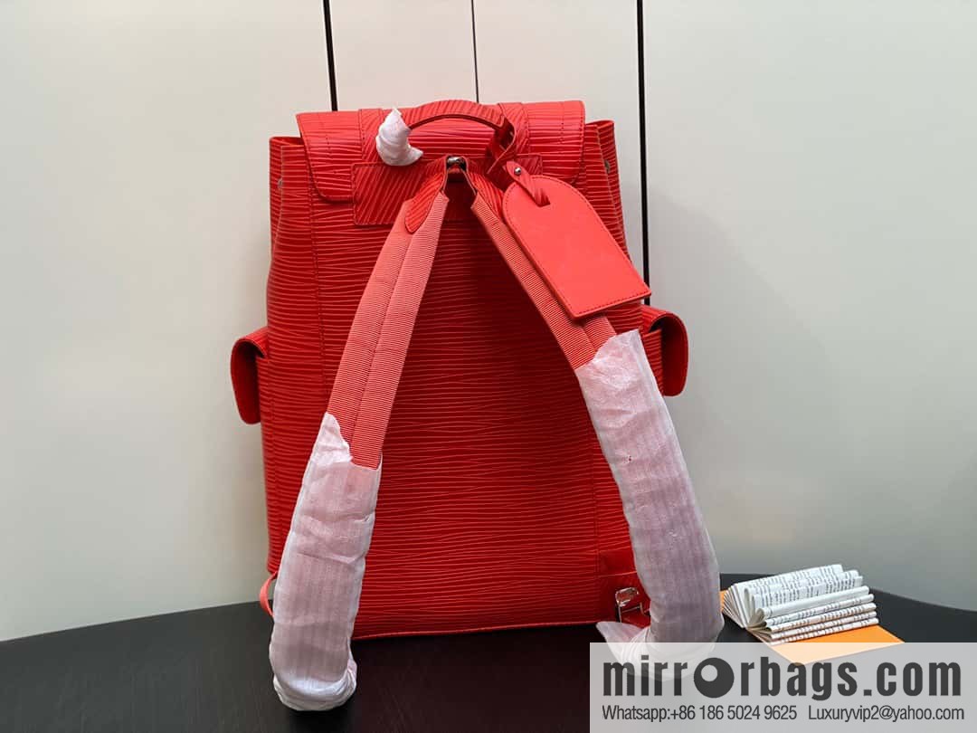 [Original single boutique] M23764 red letters, full leather epi backpack series Christopher medium backpack M41709 M41379