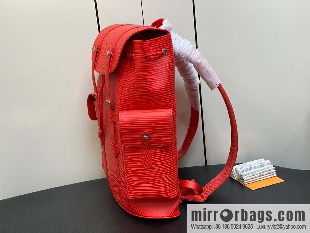 [Original single boutique] M23764 red letters, full leather epi backpack series Christopher medium backpack M41709 M41379