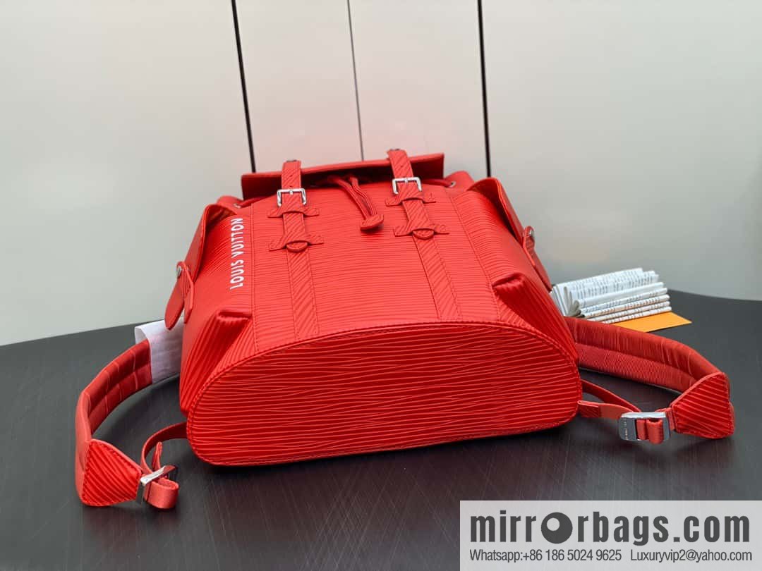 [Original single boutique] M23764 red letters, full leather epi backpack series Christopher medium backpack M41709 M41379