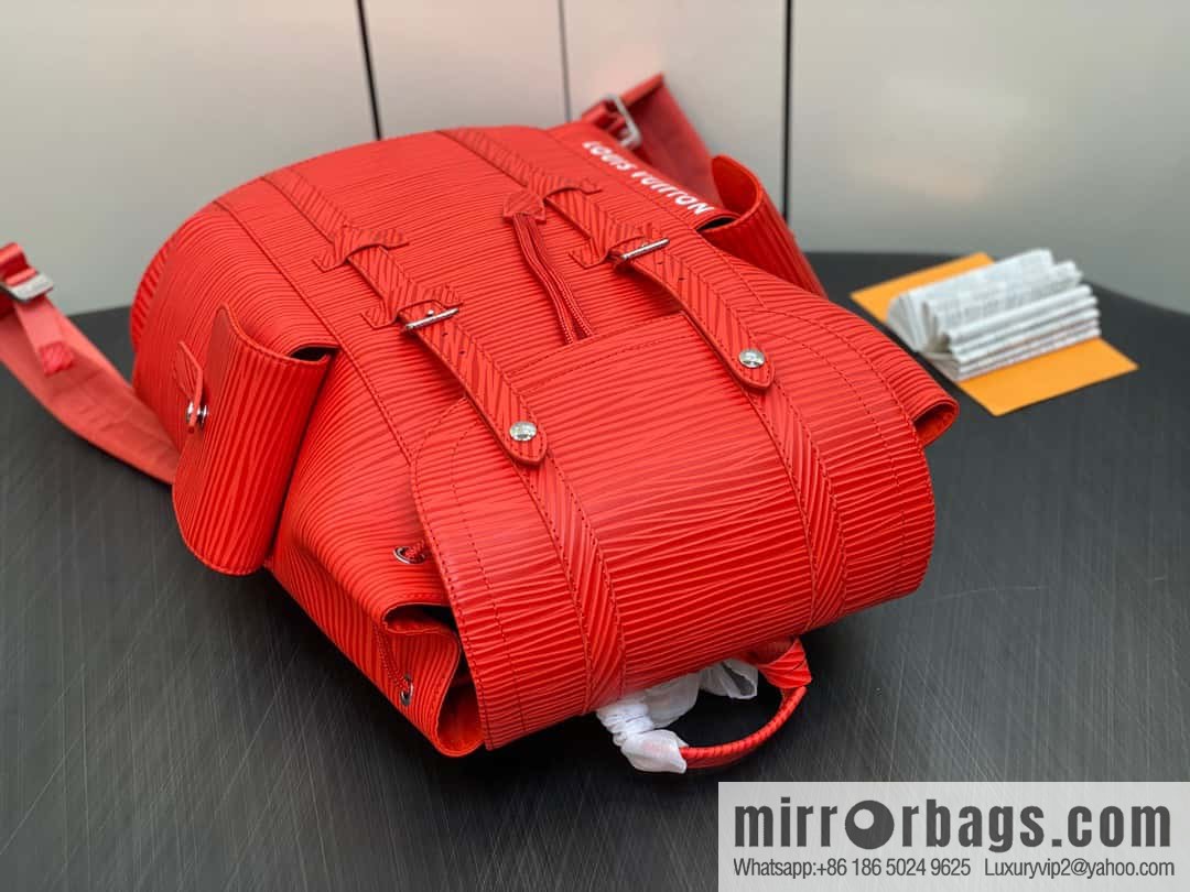 [Original single boutique] M23764 red letters, full leather epi backpack series Christopher medium backpack M41709 M41379
