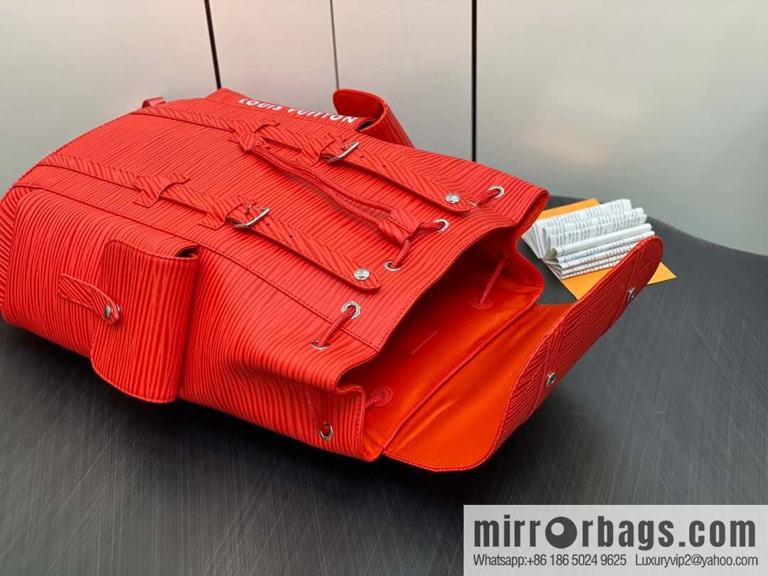 [Original single boutique] M23764 red letters, full leather epi backpack series Christopher medium backpack M41709 M41379