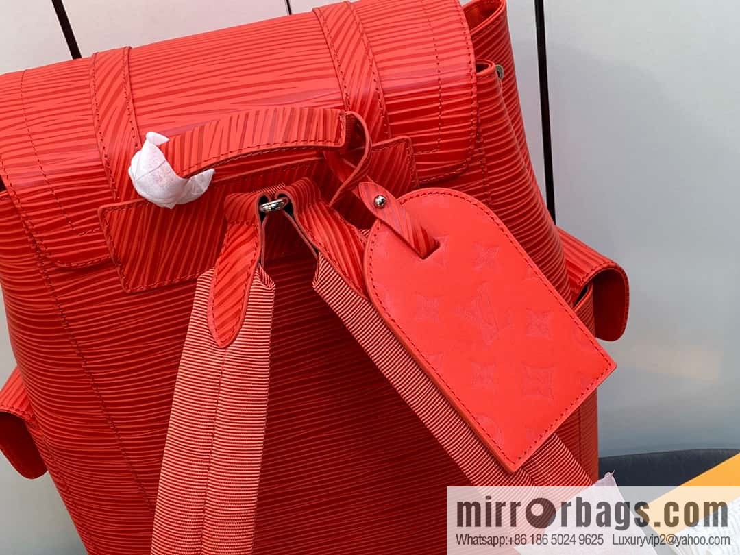 [Original single boutique] M23764 red letters, full leather epi backpack series Christopher medium backpack M41709 M41379