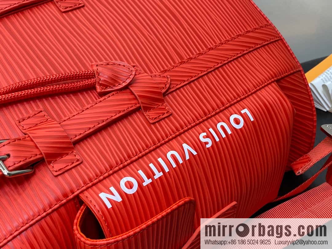 [Original single boutique] M23764 red letters, full leather epi backpack series Christopher medium backpack M41709 M41379