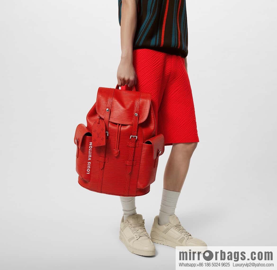 [Original single boutique] M23764 red letters, full leather epi backpack series Christopher medium backpack M41709 M41379