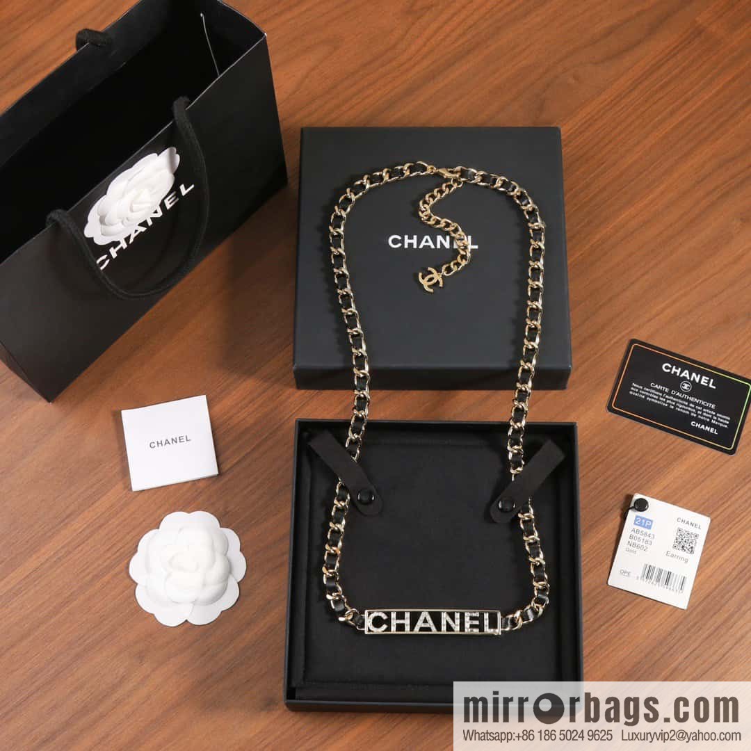 ☀️New ☑️ Chanel CHANEL full diamond letter black leather rope belt belt chain ☀️