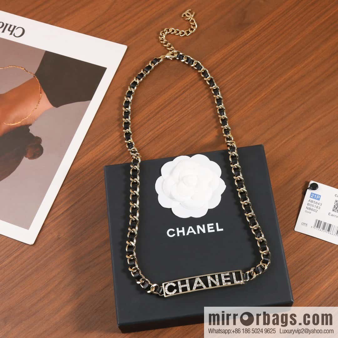 ☀️New ☑️ Chanel CHANEL full diamond letter black leather rope belt belt chain ☀️