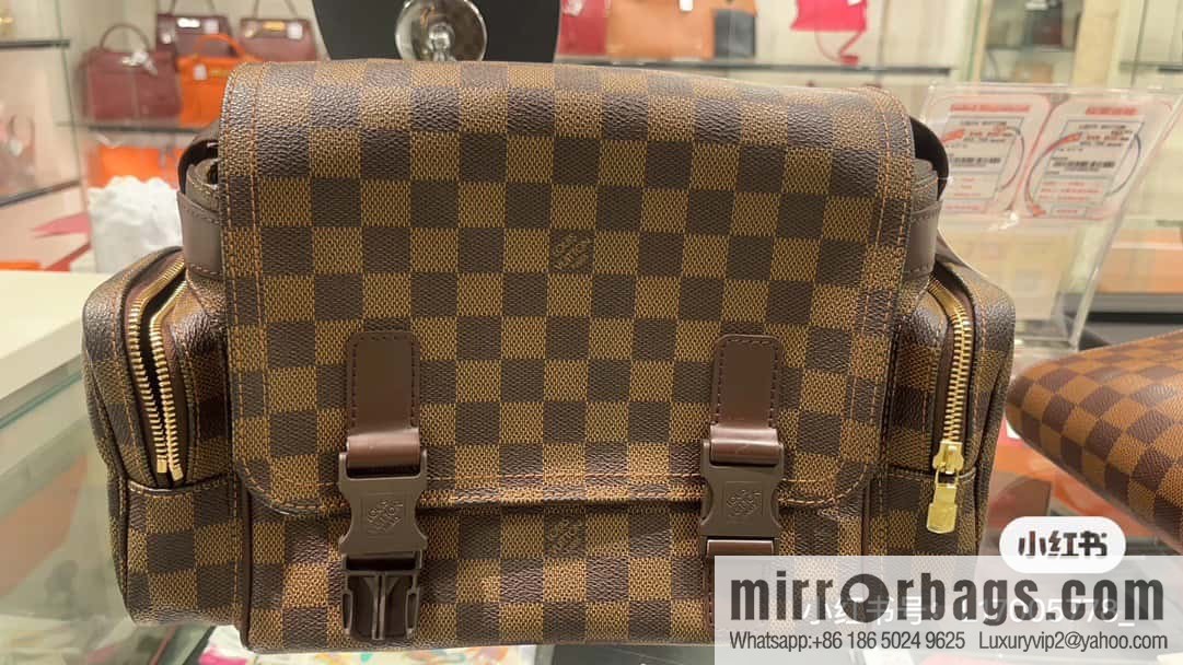 [Original order boutique] N51126 coffee grid, medieval men's bag messenger bag series, medieval camera bag