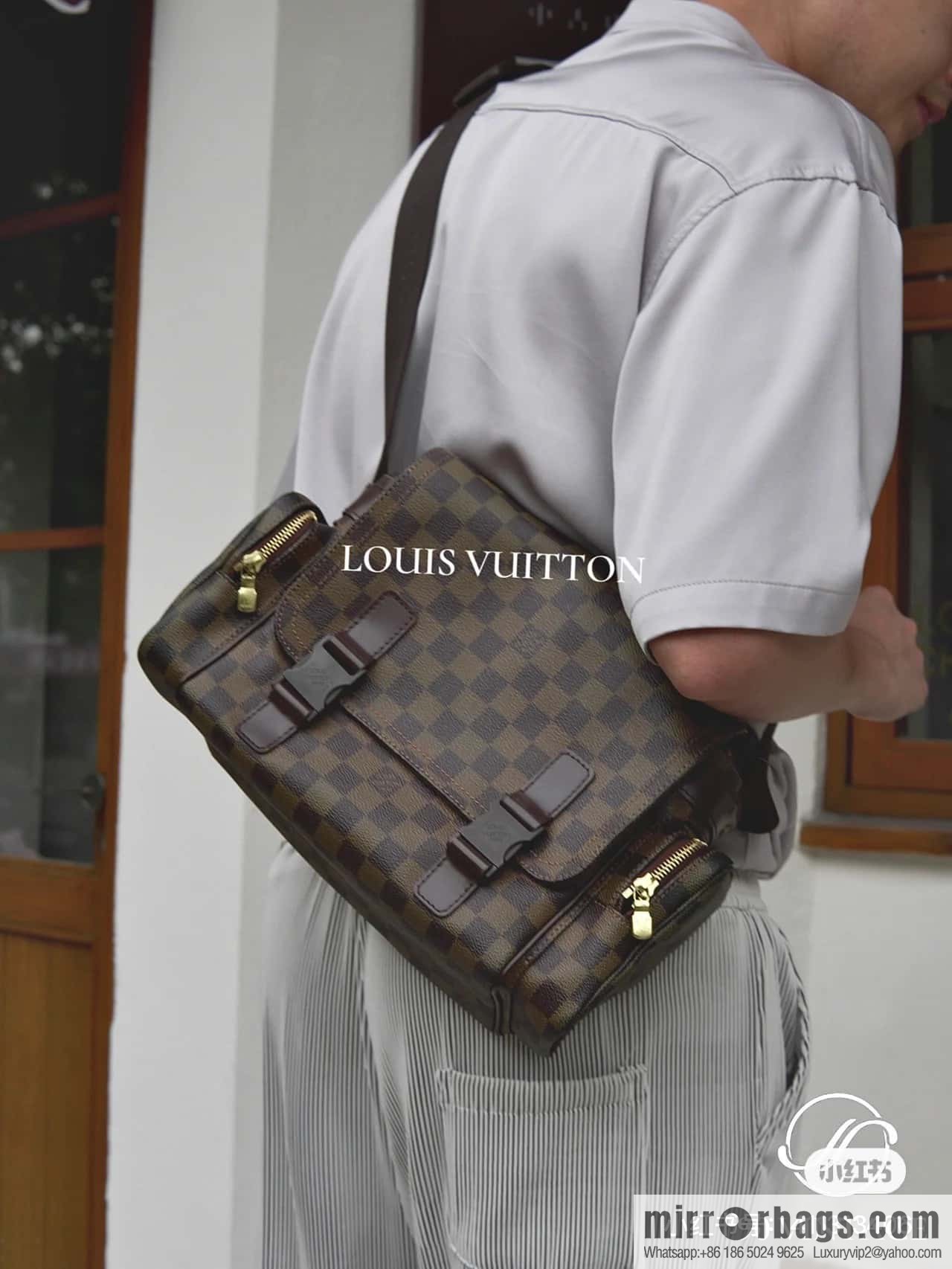 [Original order boutique] N51126 coffee grid, medieval men's bag messenger bag series, medieval camera bag