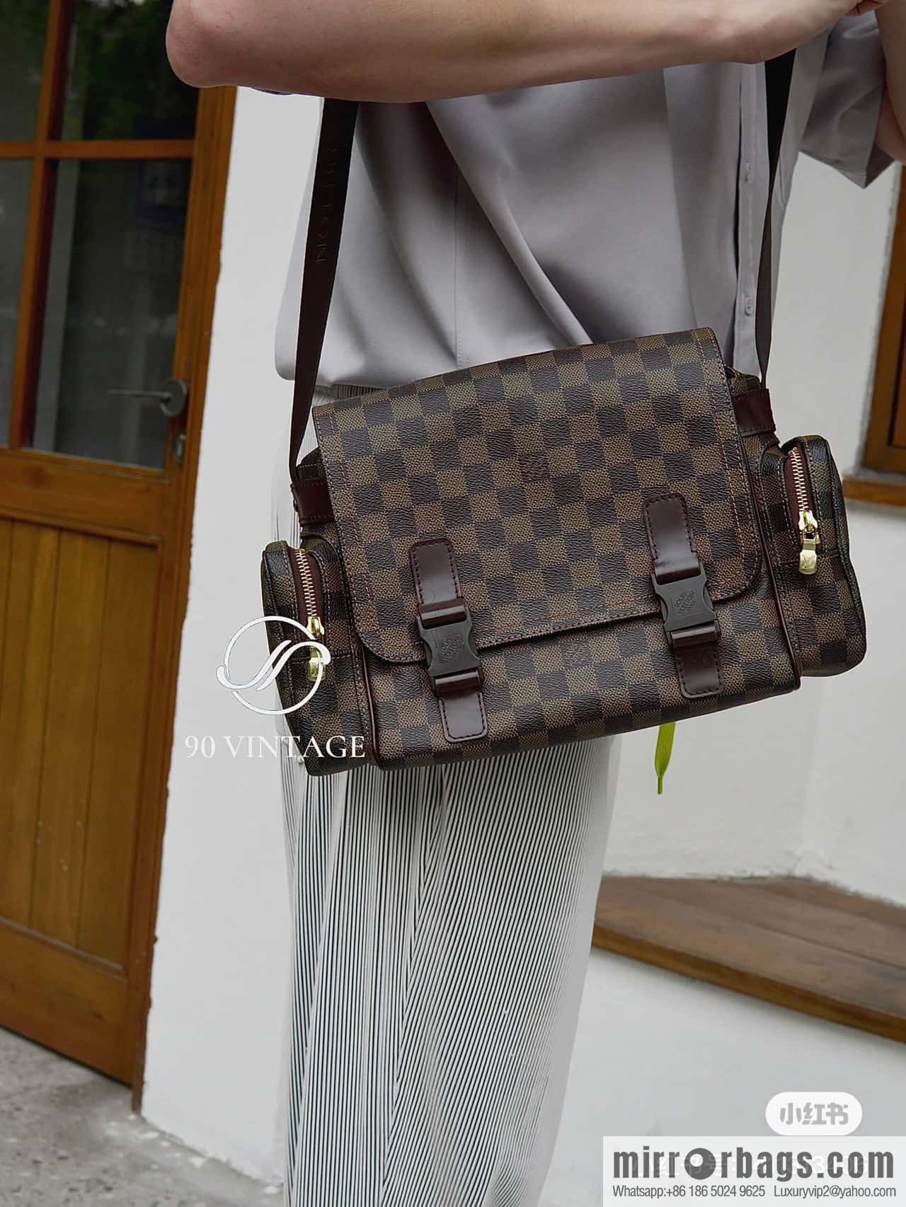 [Original order boutique] N51126 coffee grid, medieval men's bag messenger bag series, medieval camera bag