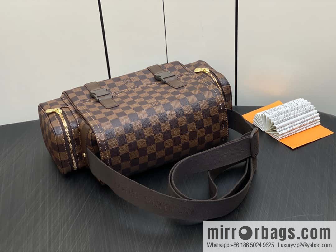 [Original order boutique] N51126 coffee grid, medieval men's bag messenger bag series, medieval camera bag