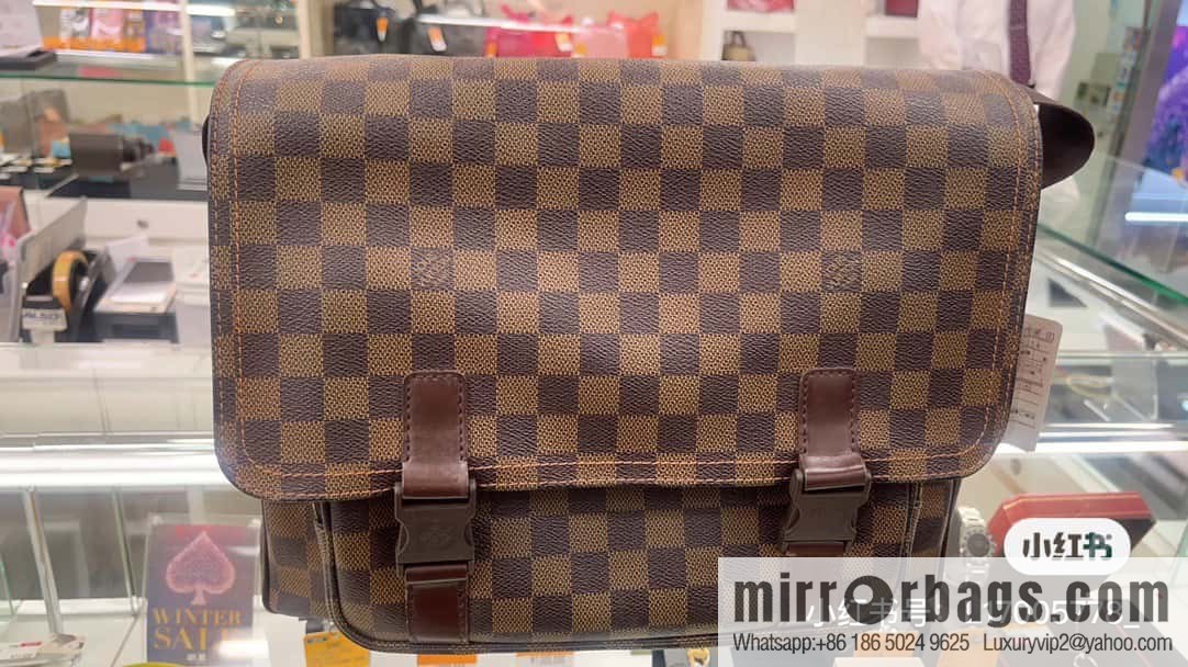 [Original order boutique] N51125 coffee grid, medieval men's bag messenger bag series, medieval messenger bag