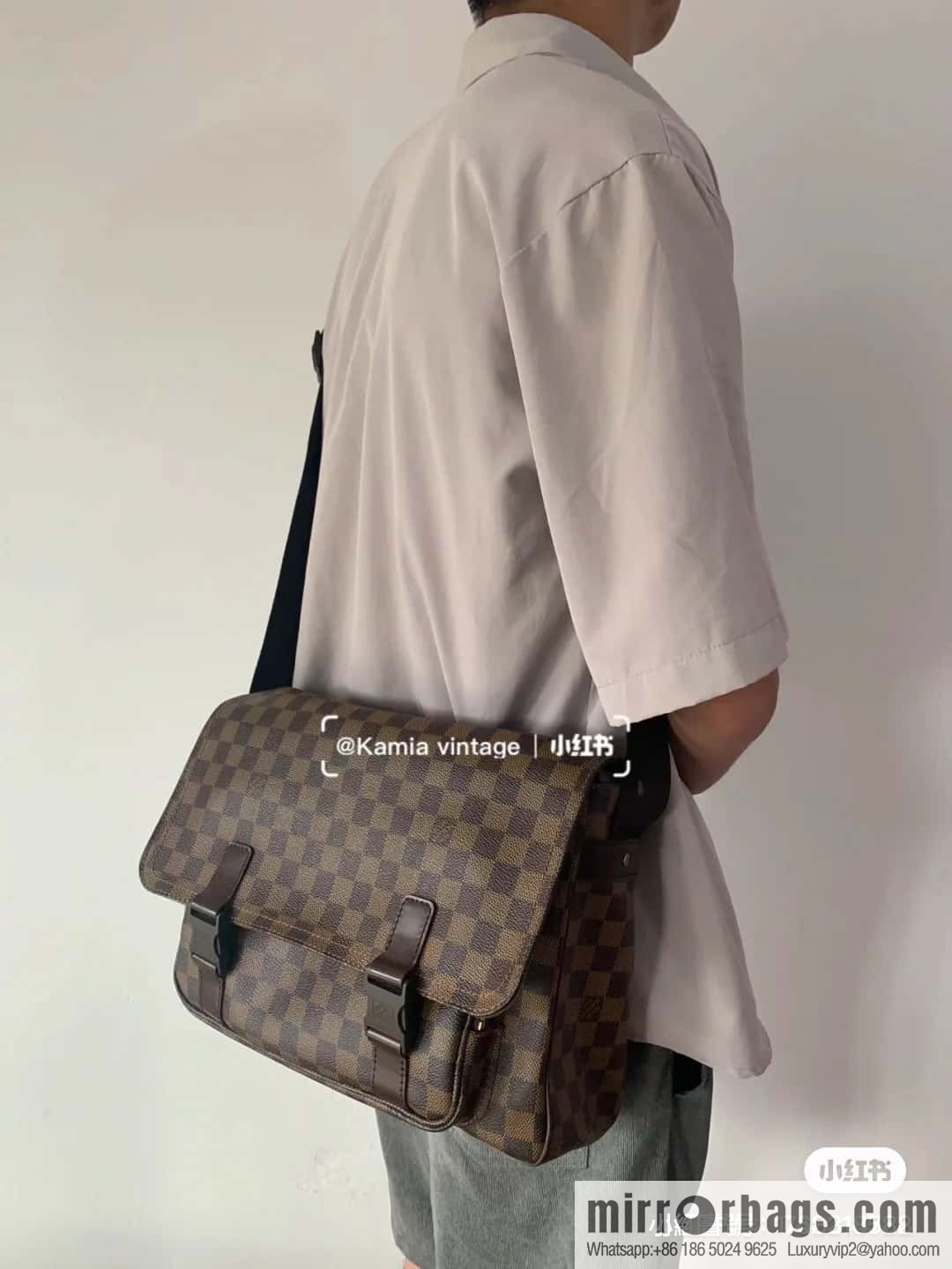 [Original order boutique] N51125 coffee grid, medieval men's bag messenger bag series, medieval messenger bag
