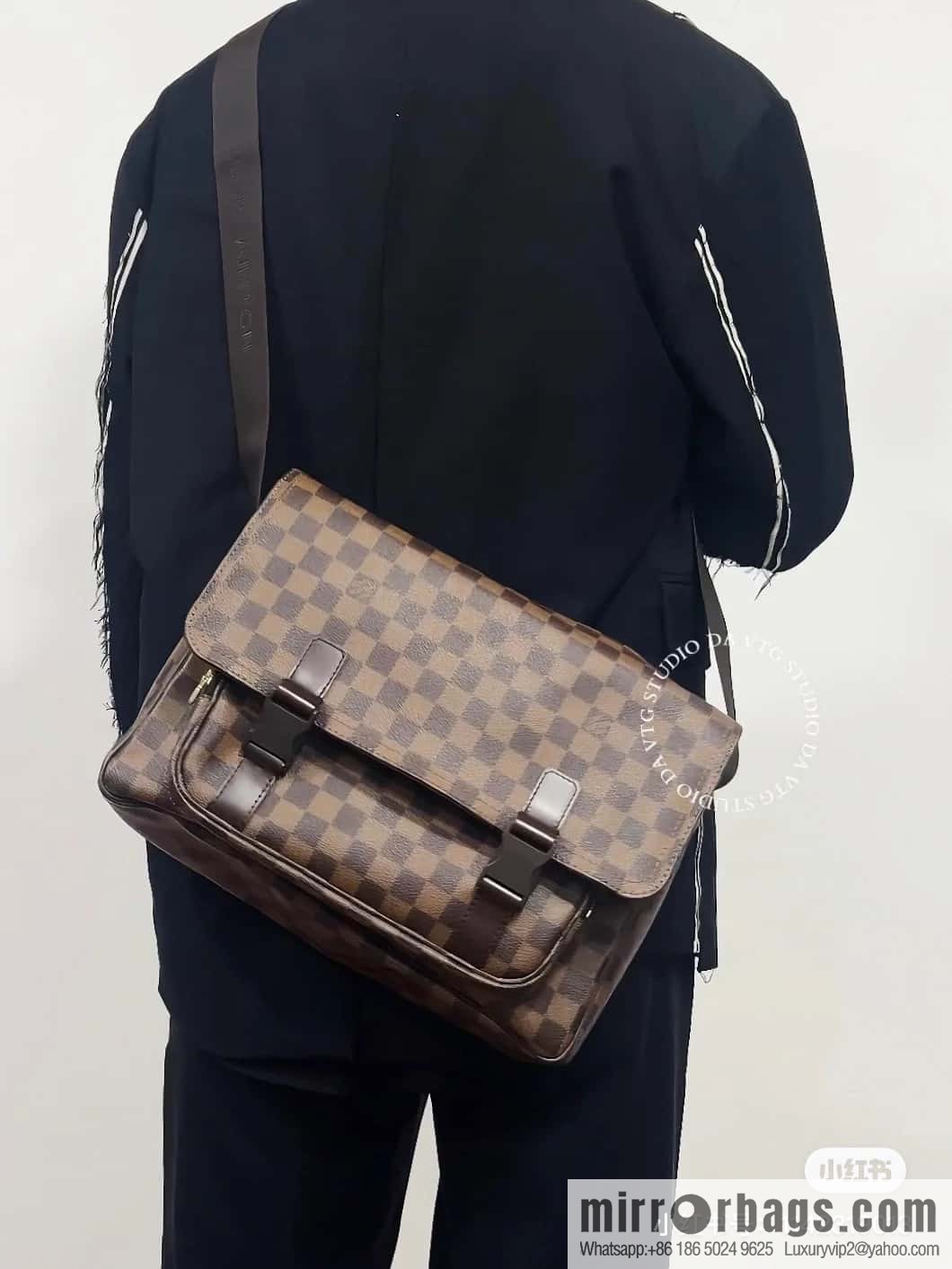 [Original order boutique] N51125 coffee grid, medieval men's bag messenger bag series, medieval messenger bag