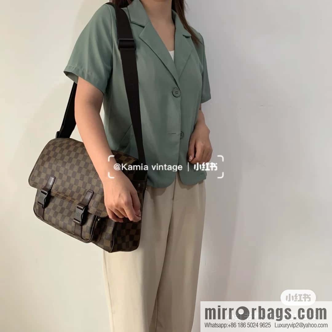 [Original order boutique] N51125 coffee grid, medieval men's bag messenger bag series, medieval messenger bag