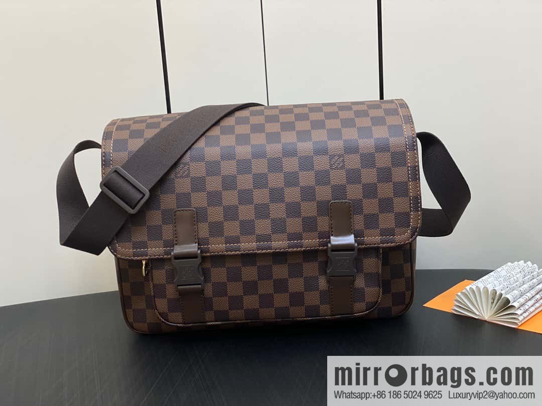 [Original order boutique] N51125 coffee grid, medieval men's bag messenger bag series, medieval messenger bag