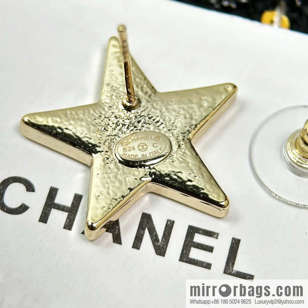 ☀️New ☑️ Chanel C1 double c pentagram ⭐ star stud earrings ☀️