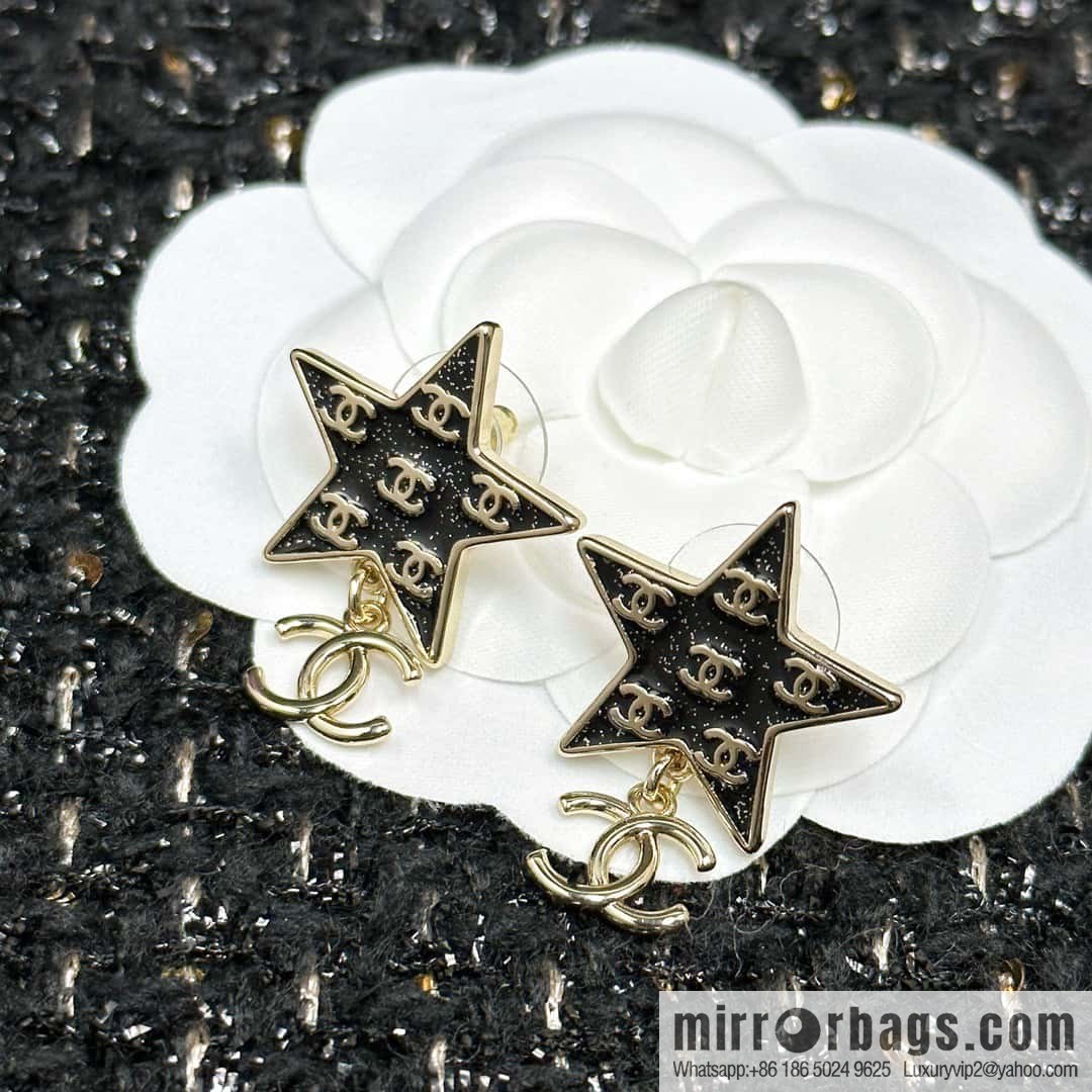 ☀️New ☑️ Chanel C2 double c pentagram ⭐ star stud earrings ☀️