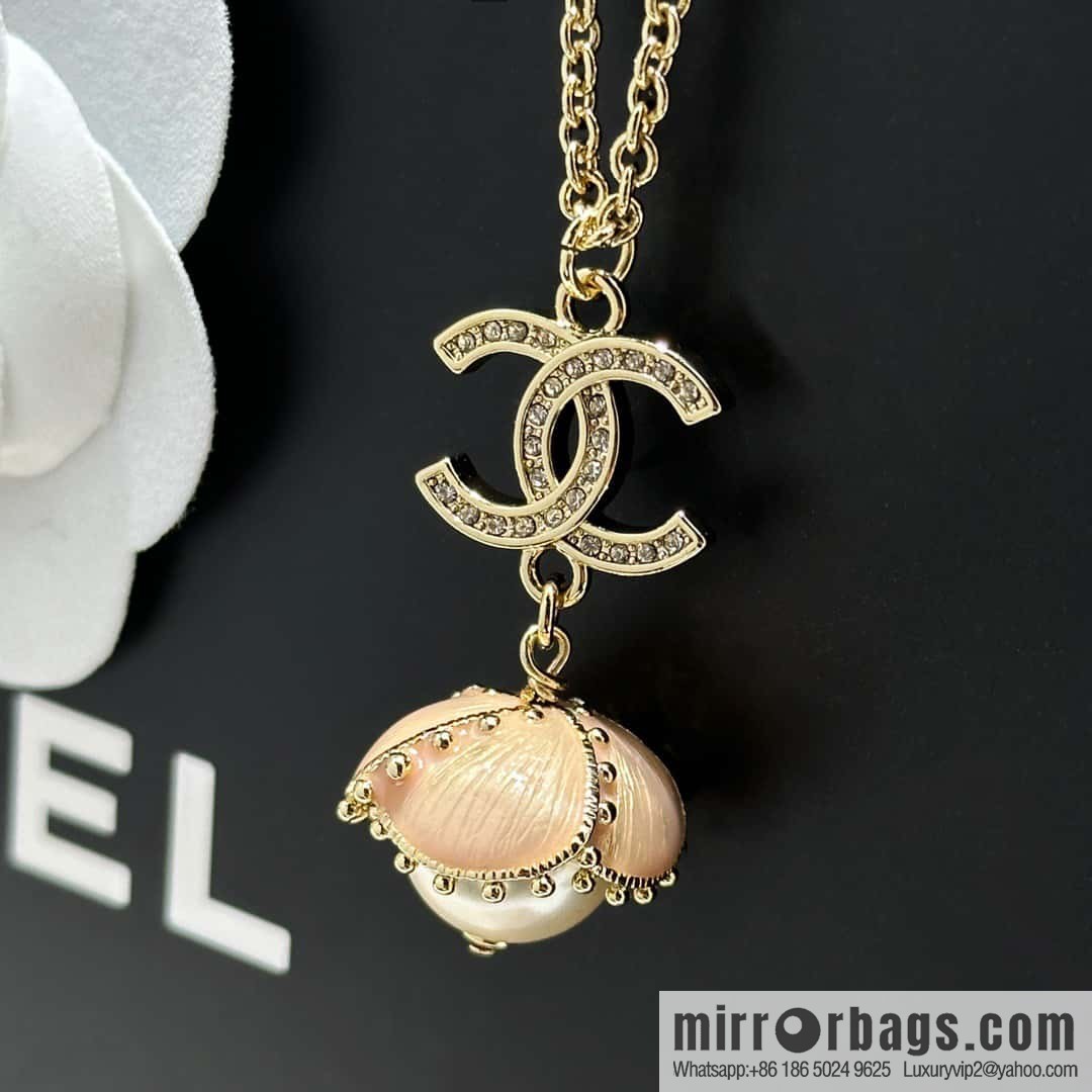 ☀️New ☑️ Chanel full diamond double c drop oil pearl necklace ☀️