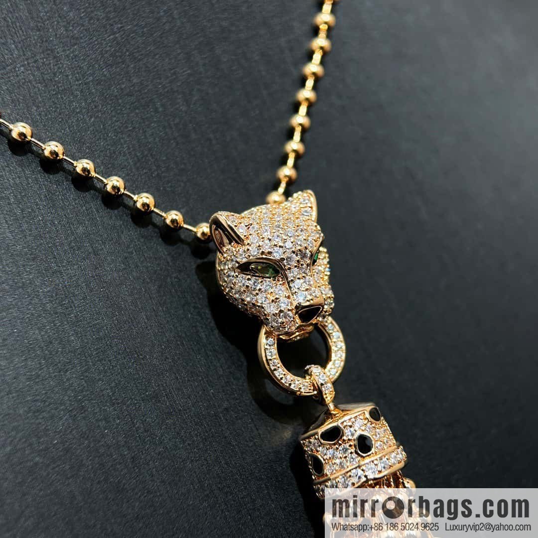 ☀️Cartier PANTHÜRE DECARTIER Jungle Series Full Diamond Tiger Head Tassel Necklace ☀️