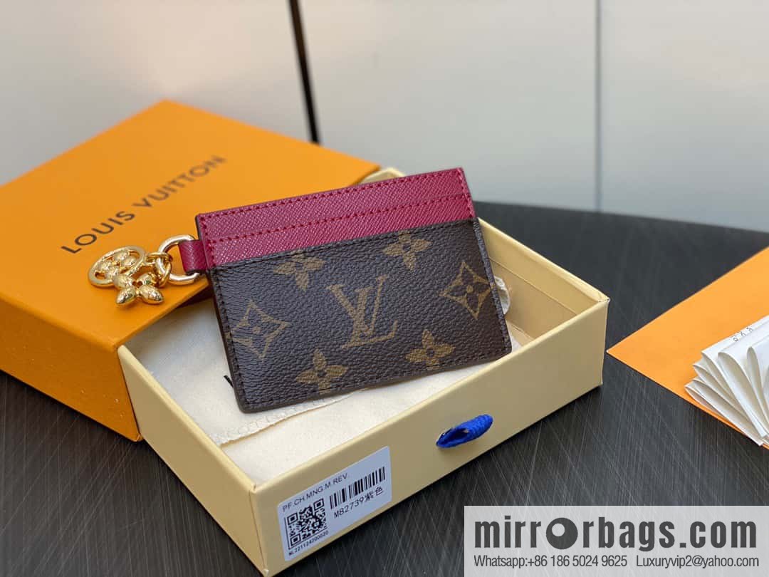 [Original single boutique] M82739 monogram fuchsia card holder wallet series LV CHARMS card holder