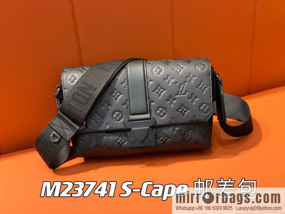 [Original single boutique] M23471 black full leather men's bag messenger bag series S-Cape messenger bag