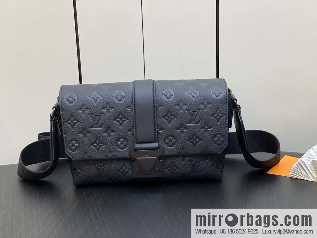 [Original single boutique] M23471 black full leather men's bag messenger bag series S-Cape messenger bag