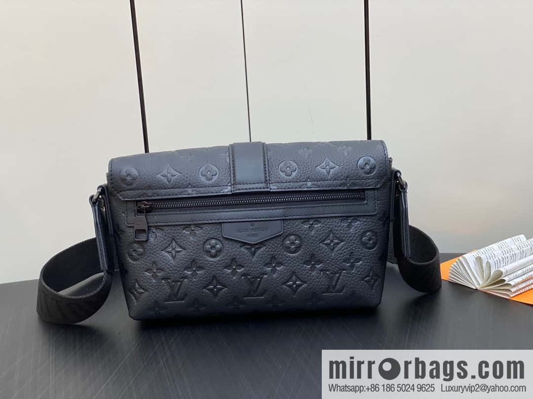 [Original single boutique] M23471 black full leather men's bag messenger bag series S-Cape messenger bag