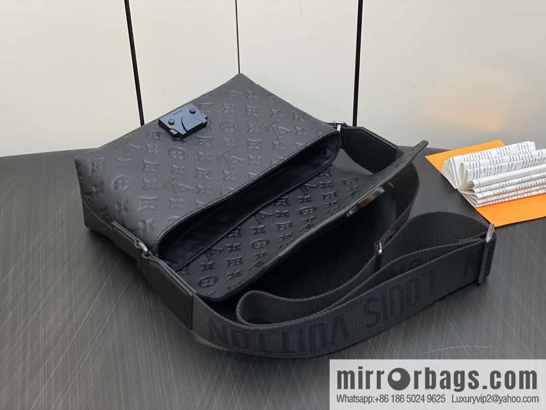 [Original single boutique] M23471 black full leather men's bag messenger bag series S-Cape messenger bag