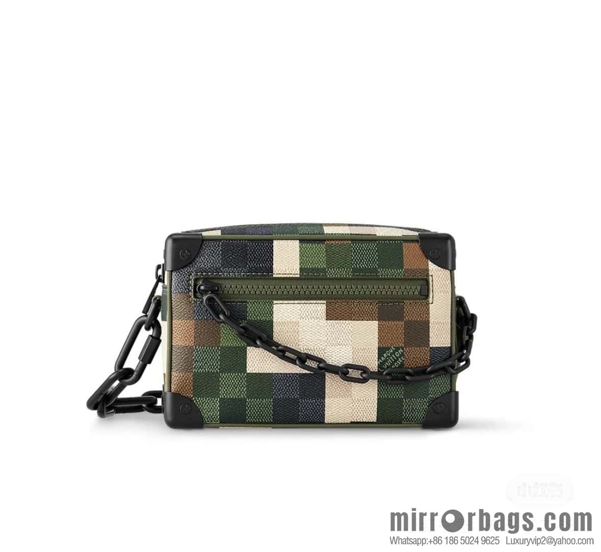 [Original order boutique] M24581 camouflage plaid men's bag box bag series Virgil Abloh 2024 early spring Mini SOFT TRUNK chain bag, M44735