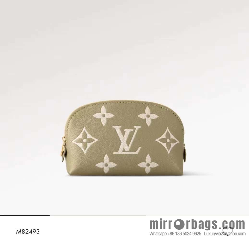 [Original single boutique] M82493 grass green silk screen, full leather pouch clutch bag series By The Pool pouch