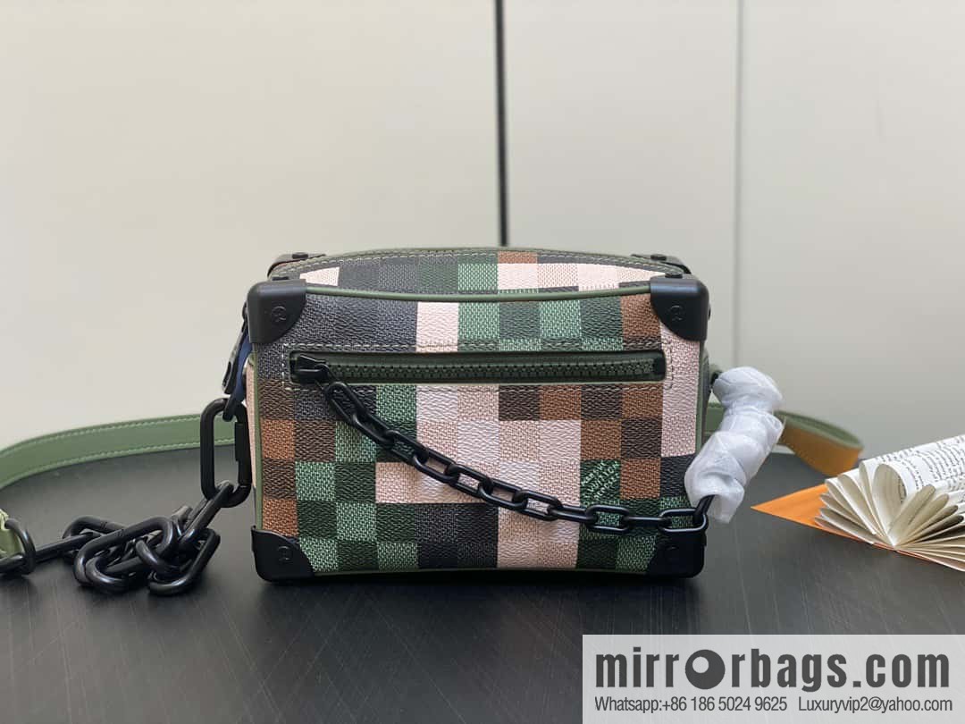 [Original order boutique] M24581 camouflage plaid men's bag box bag series Virgil Abloh 2024 early spring Mini SOFT TRUNK chain bag, M44735