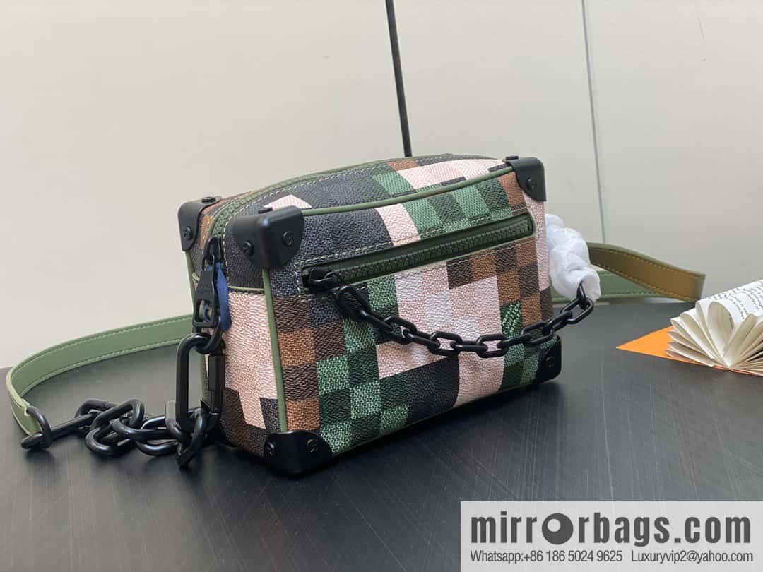 [Original order boutique] M24581 camouflage plaid men's bag box bag series Virgil Abloh 2024 early spring Mini SOFT TRUNK chain bag, M44735