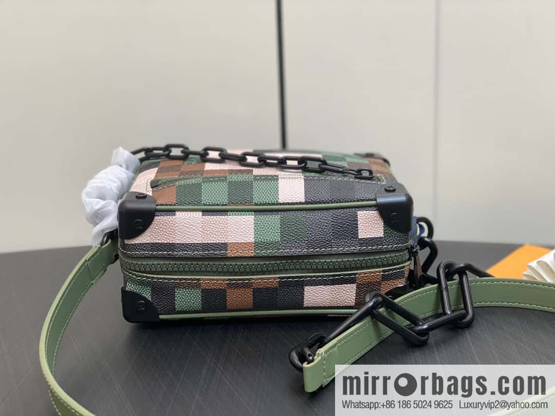 [Original order boutique] M24581 camouflage plaid men's bag box bag series Virgil Abloh 2024 early spring Mini SOFT TRUNK chain bag, M44735